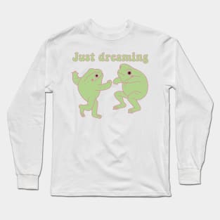 Frogs dancing cute cottagecore aesthetic &quot;Just dreaming&quot; Long Sleeve T-Shirt